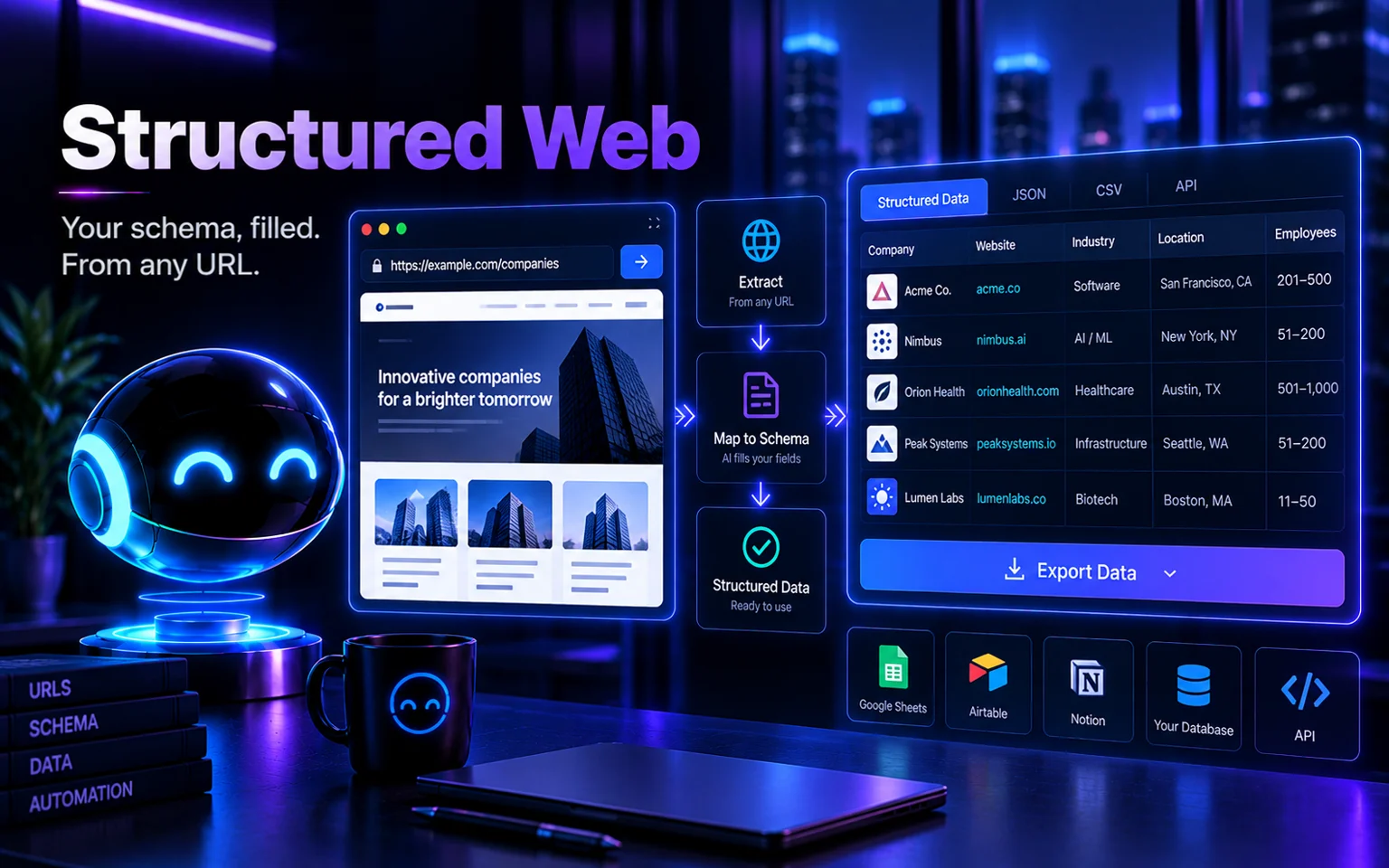 Structured Web card